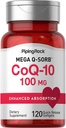 Piping Rock CoQ10 100mg | 120 Softgels | Black Pepper Extract | Non-GMO, Gluteenivaba täiendus