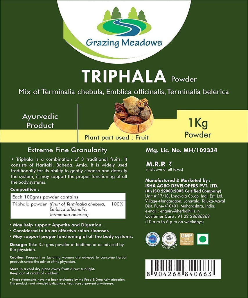 Karjamaad Triphala pulber - 1 kg Triphala Churna pulber