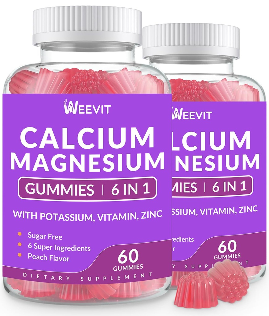 Suhkruvabad kaltsiumkummid w/vitamiin D3 K2, kaltsiummagneesiumtsinkkummid luudele, lihastele ja immuunsüsteemile, vetikad CA Magneesium 2: 1 Kaltsiumilisand naistele ja meestele - vegan