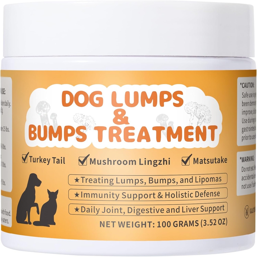 Lipoma ravi koertele, Lumps ja Bumps Dog Supplement - Seenepulber koertele Toeta seedetrakti ja immuunsüsteemi, paranenud liikuvus, 3.52 oz