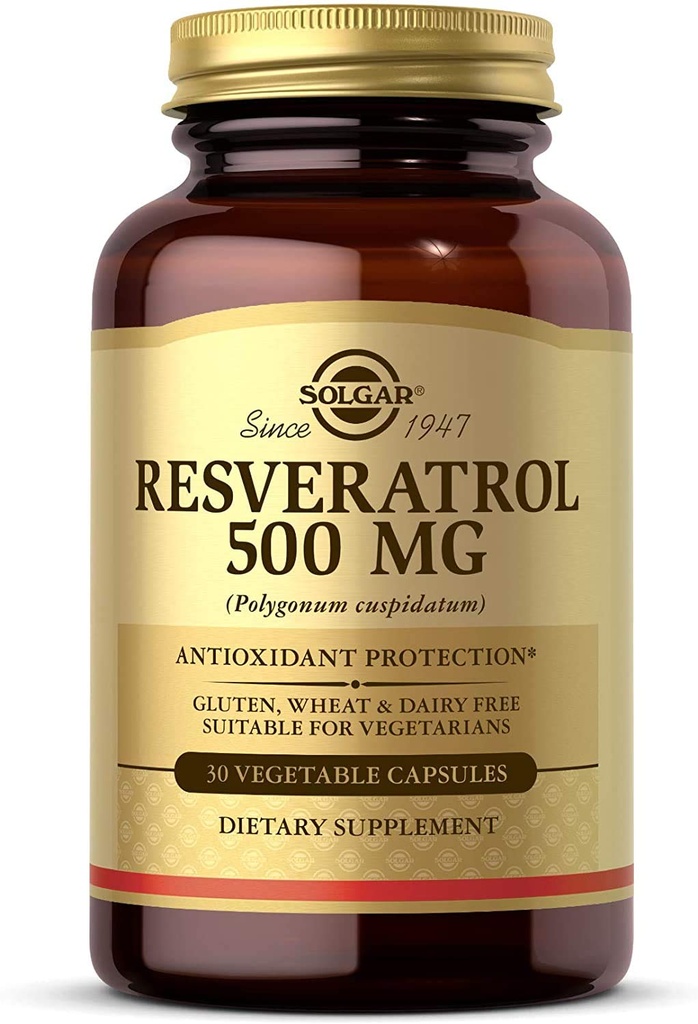 Solgar Resveratrol 500 mg , 30 köögiviljakapslit - Antioksüdant Kaitse - Gluteenivaba , piimavaba - 30 Servingut