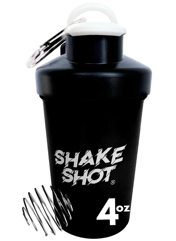 Must - 4oz Mini Shaker pudel enne treeningut, kreatiini, väikeste Scoopi toidulisandite jaoks (mitte valgu jaoks) Clip & Shaker Ball