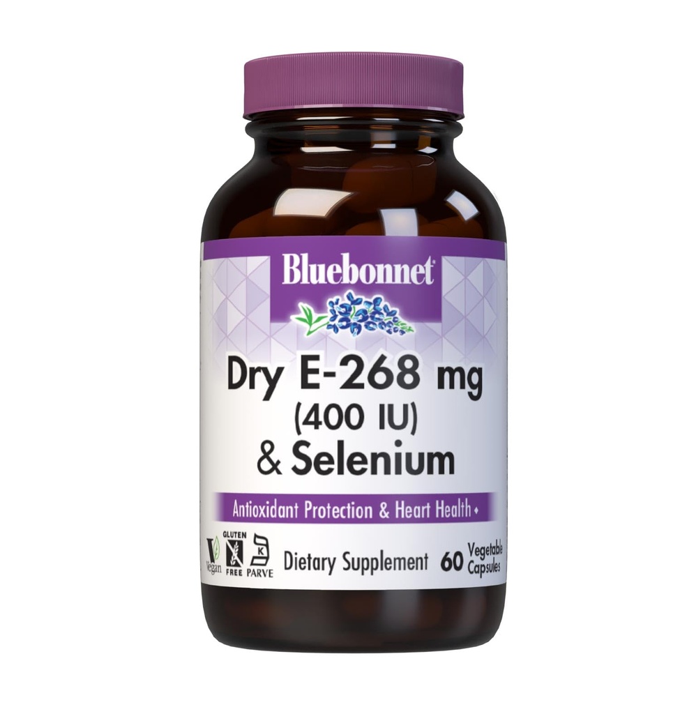 BlueBonnet Kuiv E-400 RÜ Plus Selenium Vegetaarkapslid, 60 Count