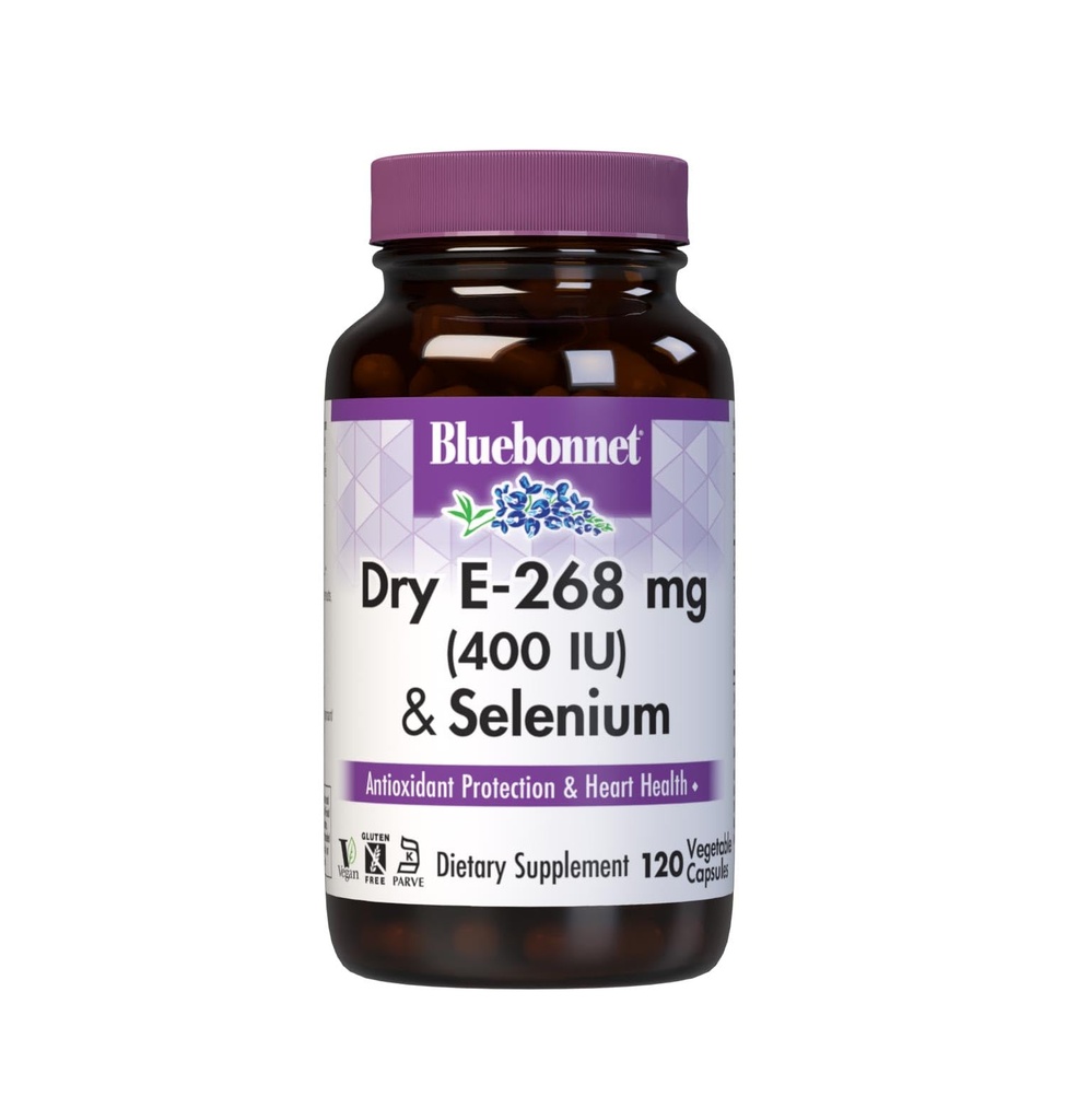 BlueBonnet Kuiv E-400 RÜ Plus Selenium Vegetaarkapslid, 120 Count, White