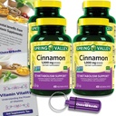 Valik Bundle Spring Valley Cinnamon Dietary Supplement 1000mg 400 ct Taimetoit Kapslid 4 pk (1600 Kokku) + "Vitamiini Vitality" Guide & Pill Container (6 üksust)!