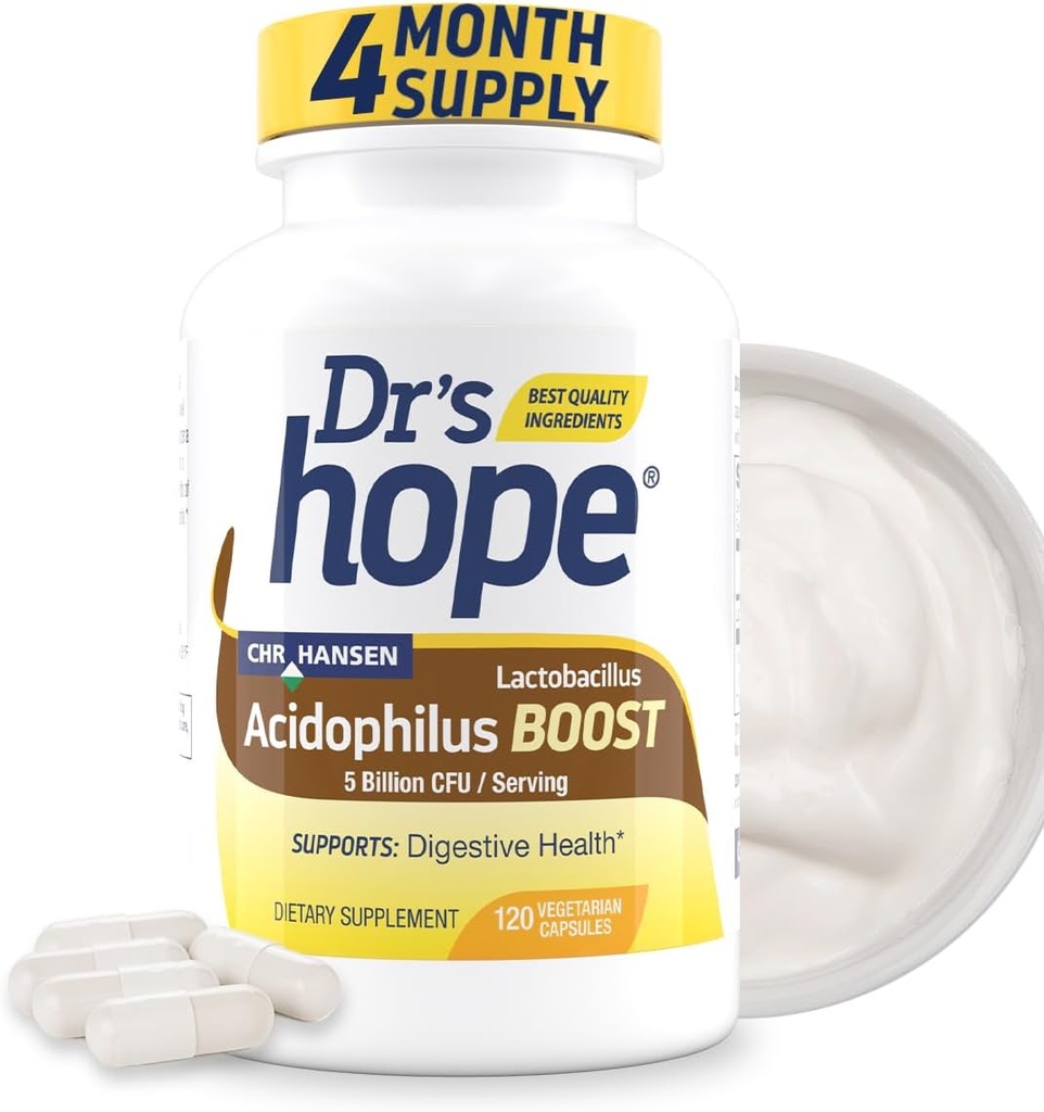 Lactobacillus Acidophilus Boost 5B CFU - Probiotics for Digestive Health - Supports Digestive Health, Immune Function, and Overall Gut Health - 120 Veggie Capsules, Made in The USA