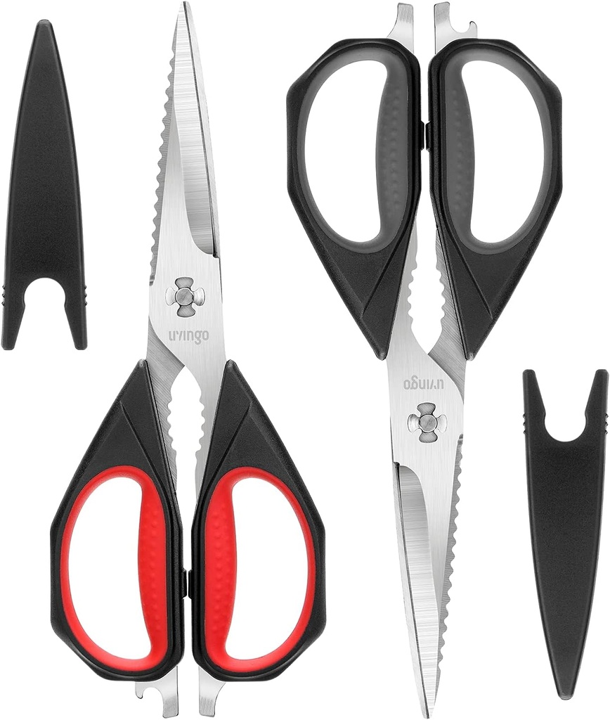 LIVINGO Köögikäärid, 2 Pack 9.25" Kasulik Kõik Eesmärgid Kodulinnukäärid Rasked Kohustused Nõudepesumasin Ohutu, Tule välja Terav Roostevabast Terasest Keetmine Toidukäärid Liha lõikamiseks, Kana, Köögiviljad, Kala