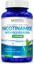 Üldine looduslik vitamiin Ekstra Tugevus Nikotiinamiid koos Resveratrooliga 1200mg (vitamiin B-3) 120 Veggie kapslid Gluteenivabad & Non- GMO