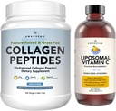 AMANDEAN Premium Liposomaalne C-vitamiini ja veiste kollageen Peptides Bundle. Võimas antioksüdant. Vedel Quali-C. Grass-Fed Collagen. Hüdrolüüsitud tüüp 1 ja 3. Immuunsüsteem. Tervislik nahk, juuksed ja küüned