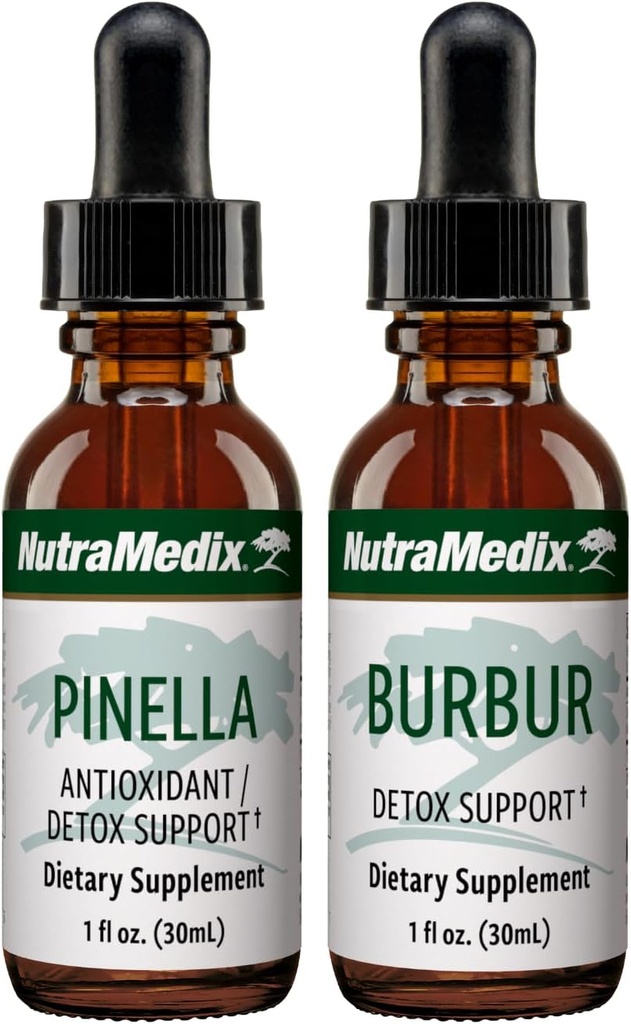 NutraMedix Detox Support Bundle - Liquid Drops for Cleansing & Detox Support & Occassional Brain Fog - Pinella Anise Drops & Burbur Extract for Healthy Detoxification (2 Count, 1 Oz)