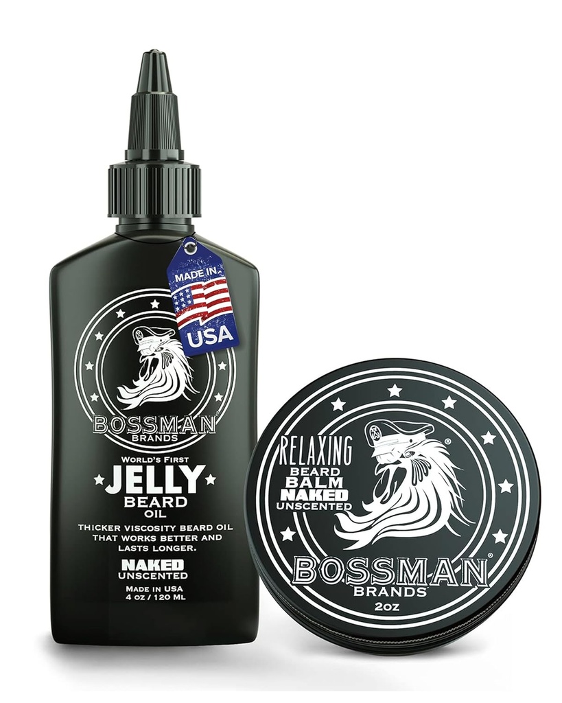 Bossman Beard Oil Jelly ja Lõõgastav Beard Balm Combo- Alasti lõhn