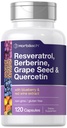 Horbäach Resveratrol Berberine Viinamarjade Seed & Quercetin | mustika & punase veini ekstrakt | 120 kapslit | Mitte-GMO, Gluteenivaba & Taimne Täiendus