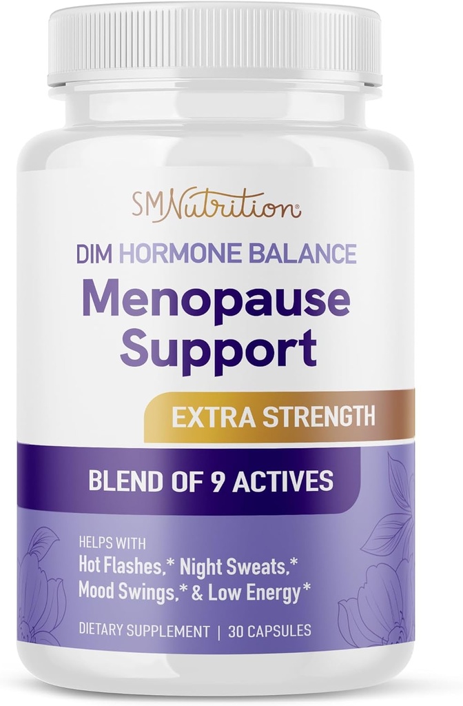 Menopausi täiendus naistele kuumad vilgud ja öised higised | Hormooni tasakaal, menopausi leevendamine naistele ja perimenopausi tugi | musta Cohoshi, DIM & punase ristikuga | Kolmanda osapoole testitud | 30 Ct