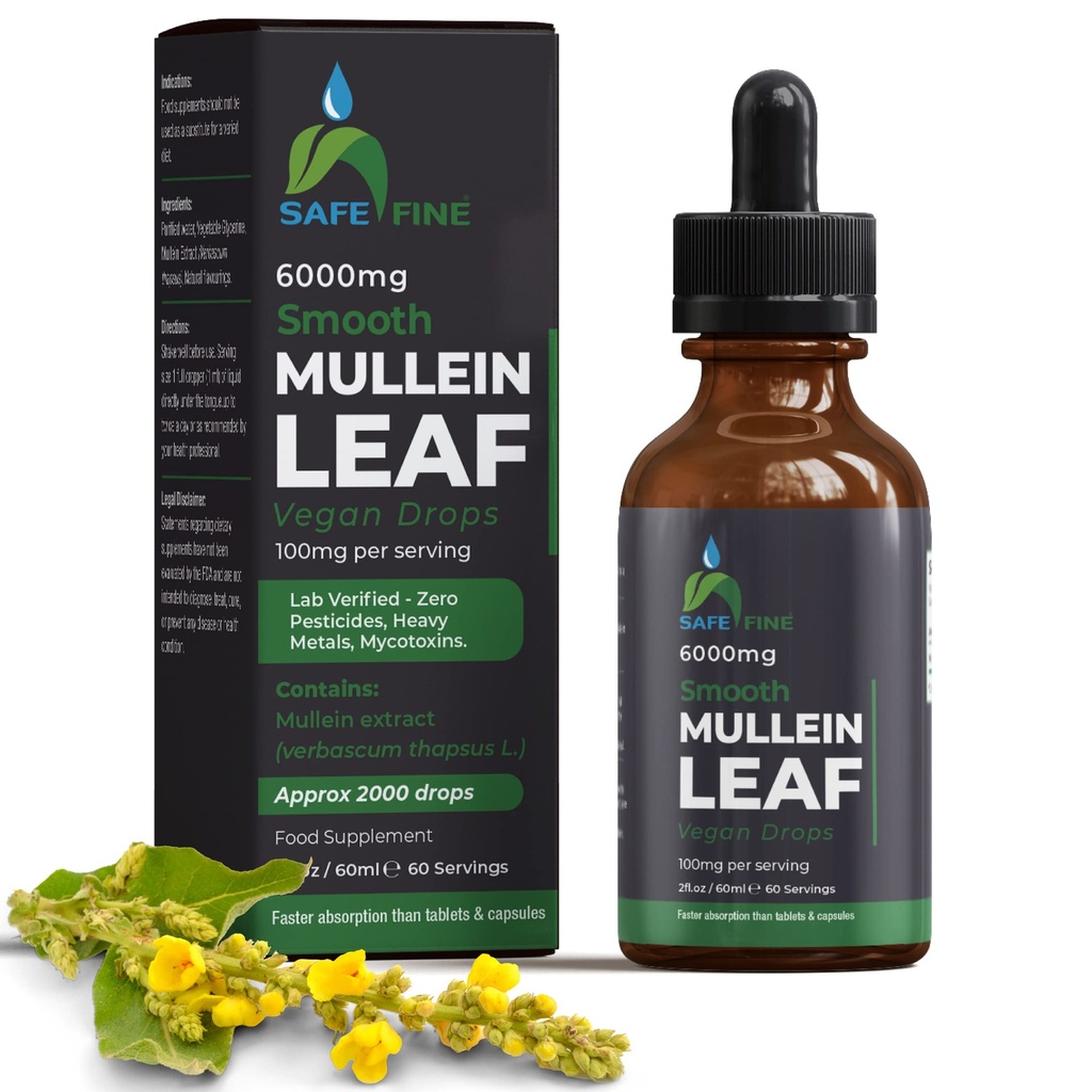 Orgaaniline Mullein Tinktuuri tilgad hingamisteede tervisele - looduslik kopsutoetus, alkoholivaba, vegan, GMO-vaba, taimse ekstrakti, 2 fl oz (60 ml) Natural Sleep Aid & Immune Support