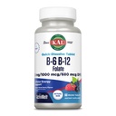 KAL-vitamiin B-6, B-12 ja foolhappe lisand, südame tervis, energia ja punaste vereliblede toetus *, vitamiin B12 metüülkobalamiin ja folaat, looduslik marjamaitse, 60 serveerimist, 60 ActivMelti mikrotabletti