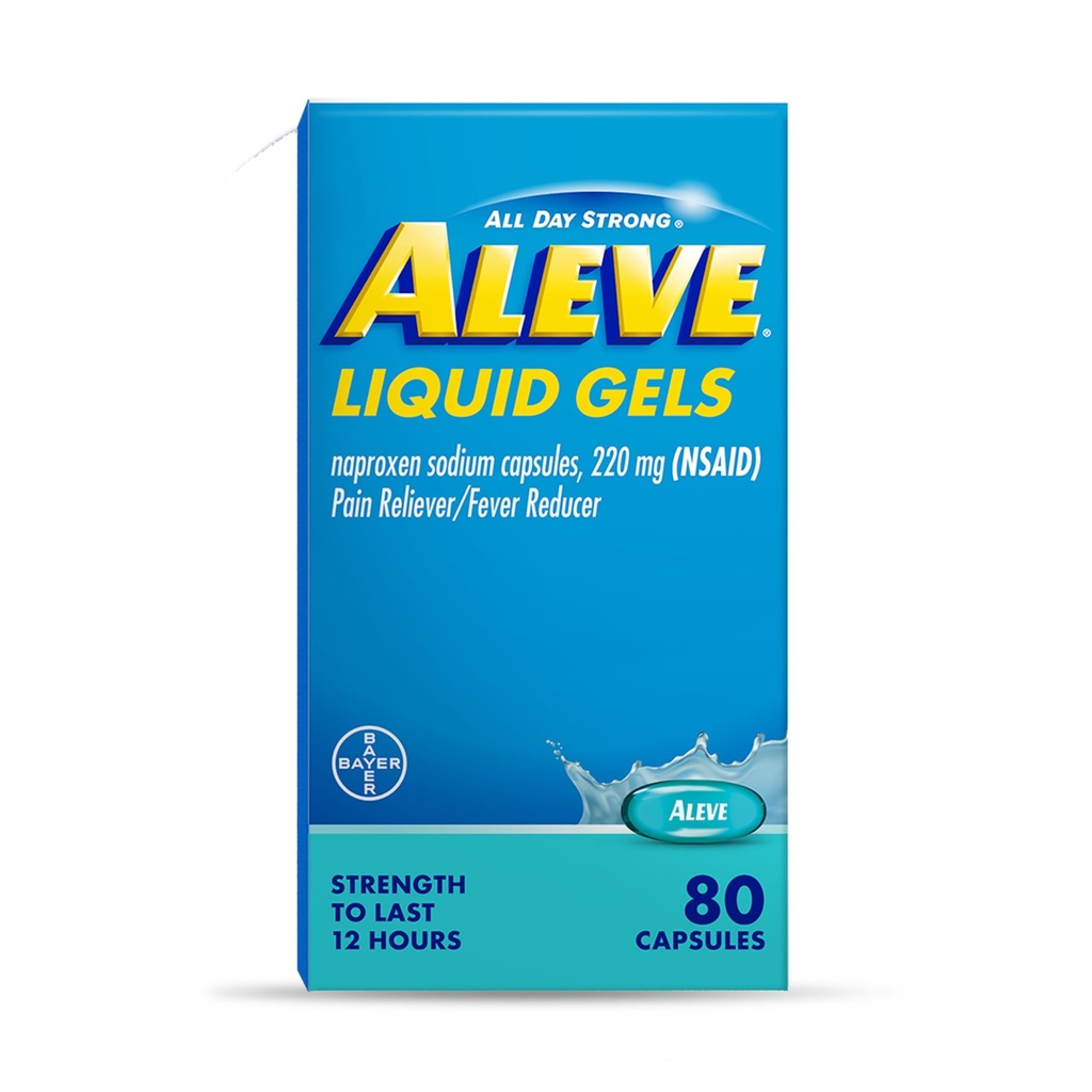 Aleve valu leevendaja & palavik vähendaja Vedelikgeelid , Naproxen Naatrium , Valu leevendamine , 80 loend