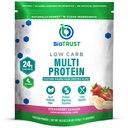 BioTrust Low Carb Protein Powder – Maitsev vadak & Kaseiin Blend alates rohusöödetud hormooni vabad lehmad – Non GMO, Gluteenivaba (Maasikas Banana)