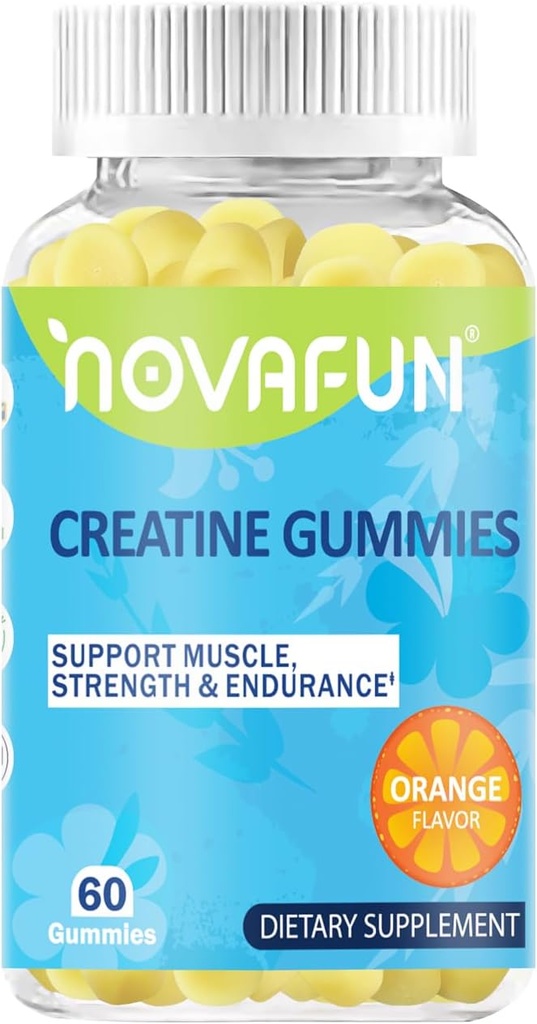 Creatine Supplements, 1500mg Creatine Monohydrate for Muscle Strength, Endurance, Workout Performance, Vegetarian & Gluten-Free, Orange Flavor, 60 Count