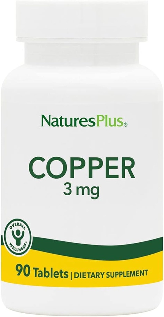 NaturesPlus Copper 3 mg - 90 tabletti - toetab üldist heaolu - gluteenivaba - 90 serveerimist