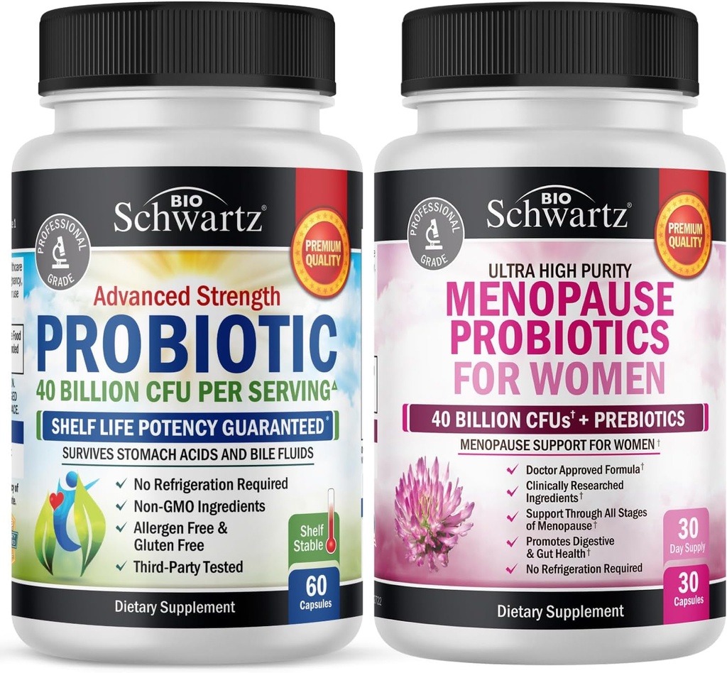 BioSchwartz Probiootikum 40 miljardit CFU 60 Count + menopaus Probiootikumid naistele 30 Count