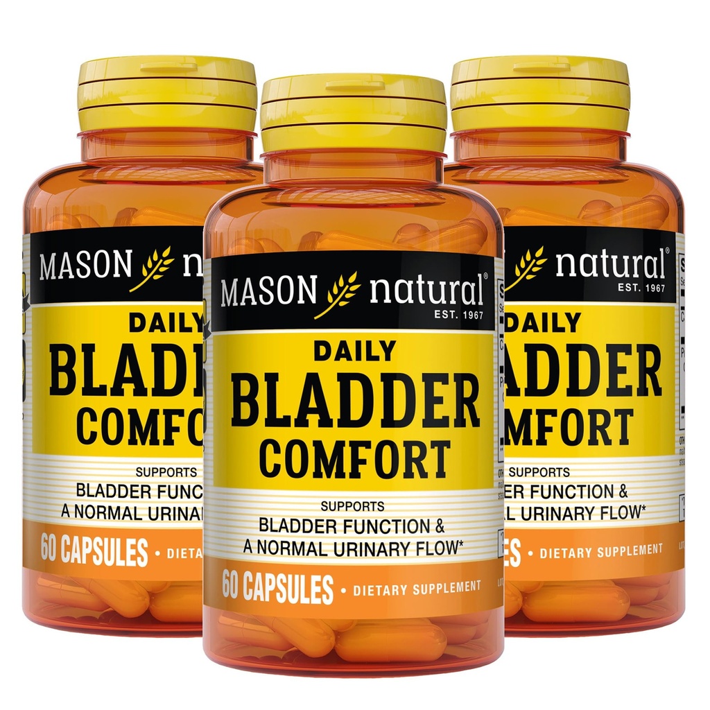 Mason Natural Daily Bladder Comfort, 30,Day Supply, koos kaltsiumi, kõrvitsaseemnete ja soja idudega, et toetada normaalset põiefunktsiooni, 60 kapslit (3. pakk)