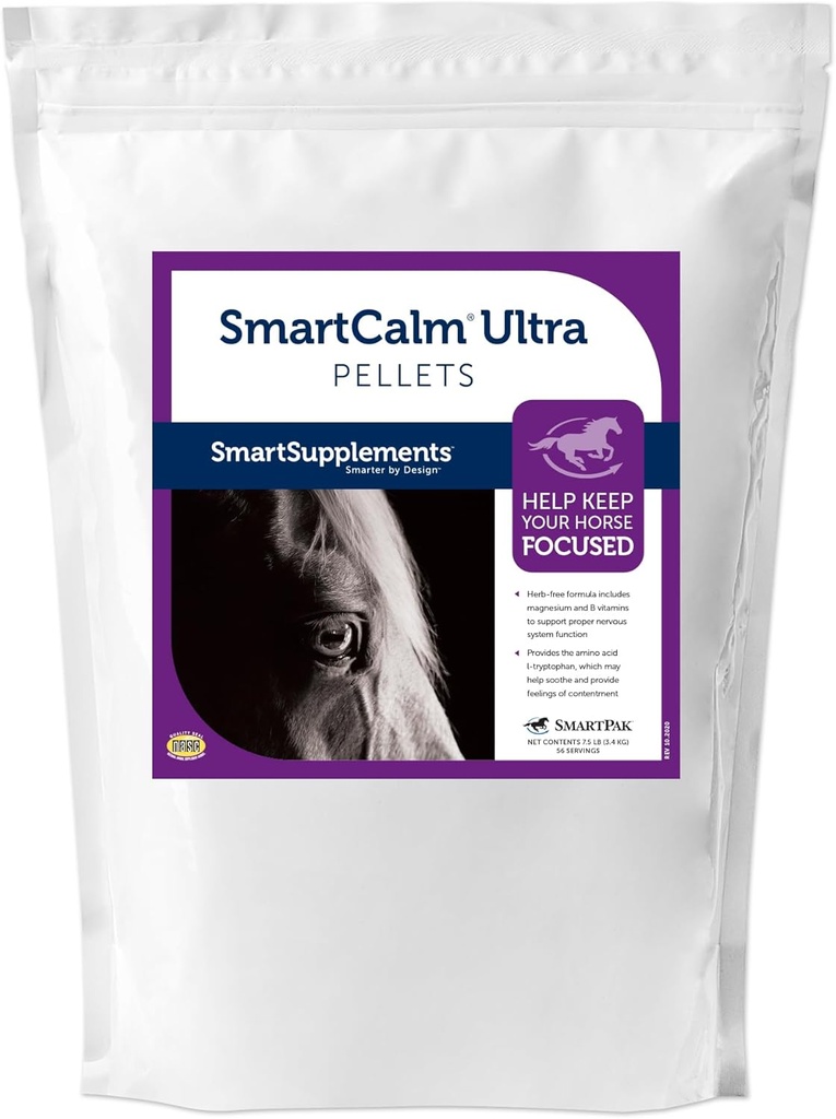 SmartCalm Ultra Pellets | Rahustav hobuselisandid | ilma lisatud maitsetaimede või suhkruta | Hobuste lisand | aitab minimeerida liigset suusatamist | 56 serveerimist | 7,5 lb kott