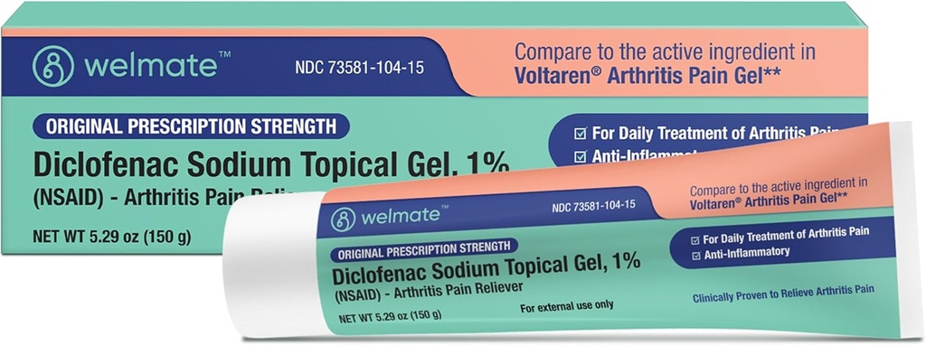 WELMATE - Diklofenak Naatriumtopical Gel 1% (5,29 oz) - Artriit Valu Reliever & Mobility Aid - Pain Relief Cream / Gel