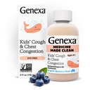 Genexa Kids' Clean Cough & Chest Ummistusmeditsiin, värvivaba, 0% kunstlikud lisandid, multi-sümptom köha siirup lastele 4-11, köha supressant ja ootaja, orgaaniline mustikamaitse, 4 fl oz