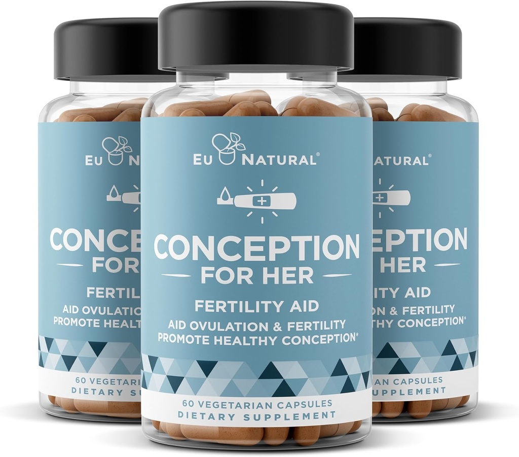 Conception Fertility Supplements for Women 3-Pack Bundle - Aids Ovulatsiooni, hormonaalse tasakaalu ja regulaarsete tsüklite - Sünnieelne Vitamiini Toetus Myo-Inositool, Folaadi, Foolhape, Vitex - 180 kapslit