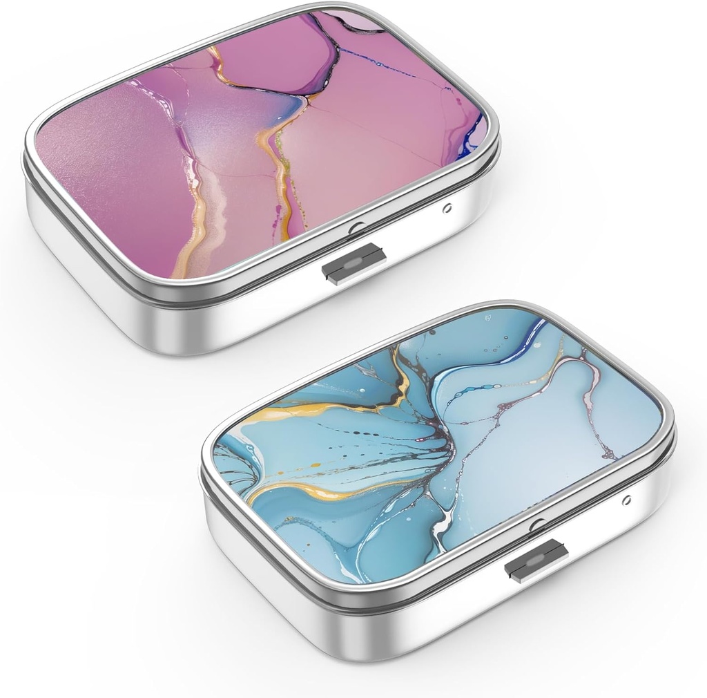 Pill Box 2 Kompartment Väikesed pillid ümbris, mis on mõeldud tasku või rahakoti pillid Korraldaja pillid konteiner hoida vitamiine, ravimeid, kalaõli ja toidulisandeid (2PCS)