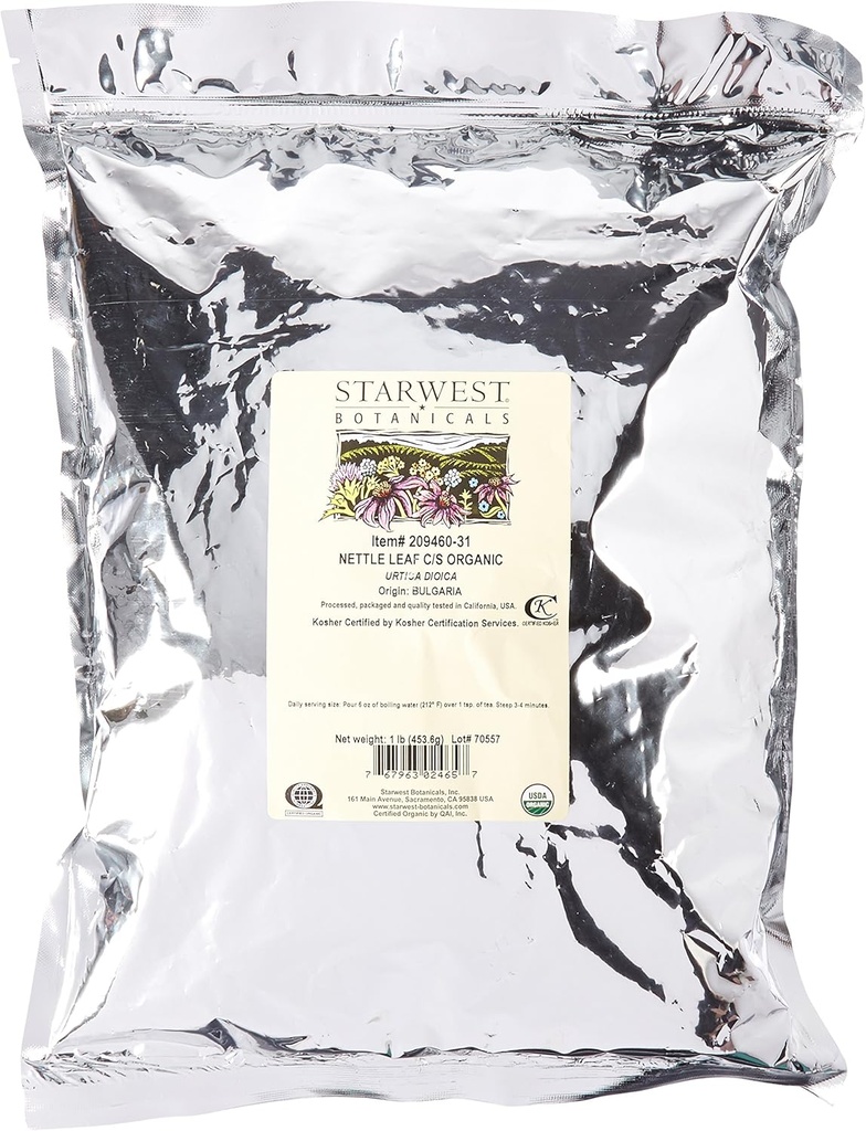 Starwest Botanicals Orgaaniline Nettle Leaf Tee lahti lõigatud ja purustatud, 1 nael Bulk - 1 arv