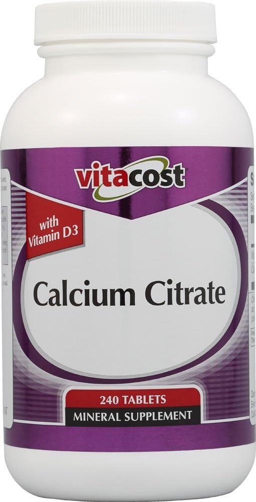 Vitacost Kaltsiumtsitraat koos vitamiiniga D3-1000 mg ühe serveerimise kohta - 240 tabletti
