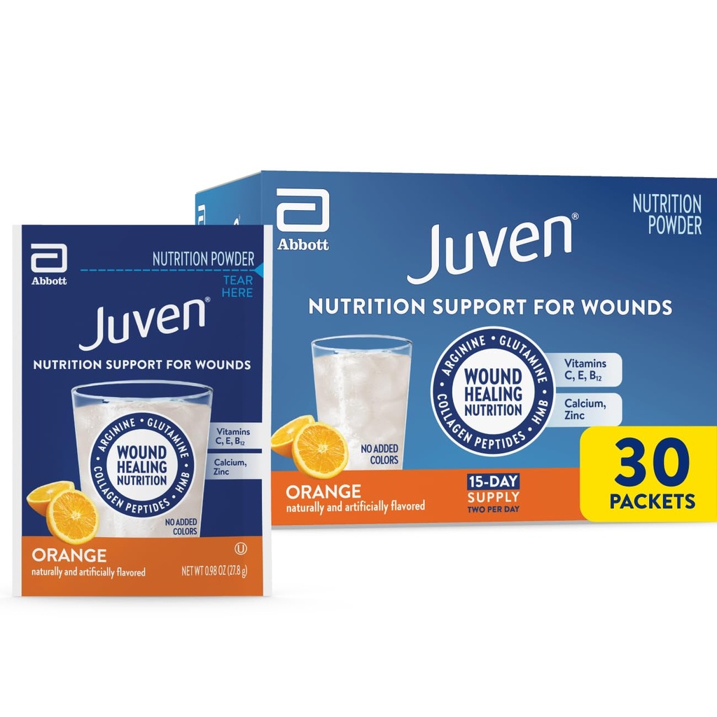 Juven Therapeutic Toitumisjoogipulber, sealhulgas kollageenpeptiidid, aminohapped ja HMB haavade paranemise toetamiseks, oranž, 30 pakendit