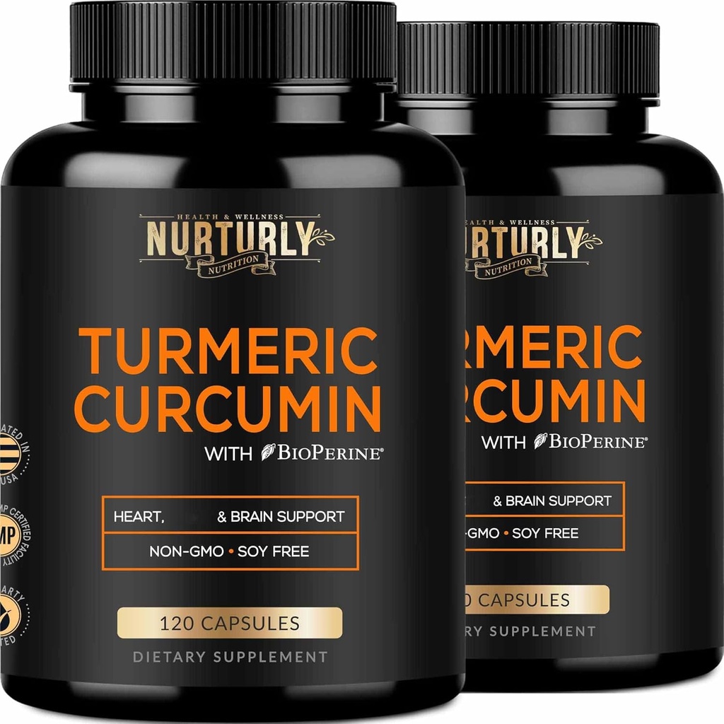 Kurkumiini koos BioPerine Black Pepper ja 95% kurkuminoidid - kõrge imendumise kurkum toidulisandeid 1300mg Hearth Health - Non-GMO, Gluteenivaba - 240 kapslit