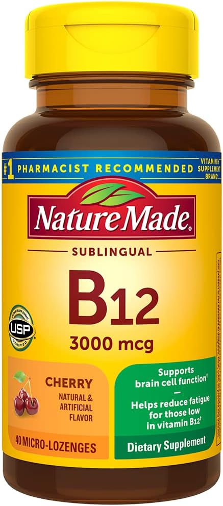 Loodus Valmistatud Vitamiin B-12 3000 MCG Sublingvaalne, 40 Loeng (3. pakk)