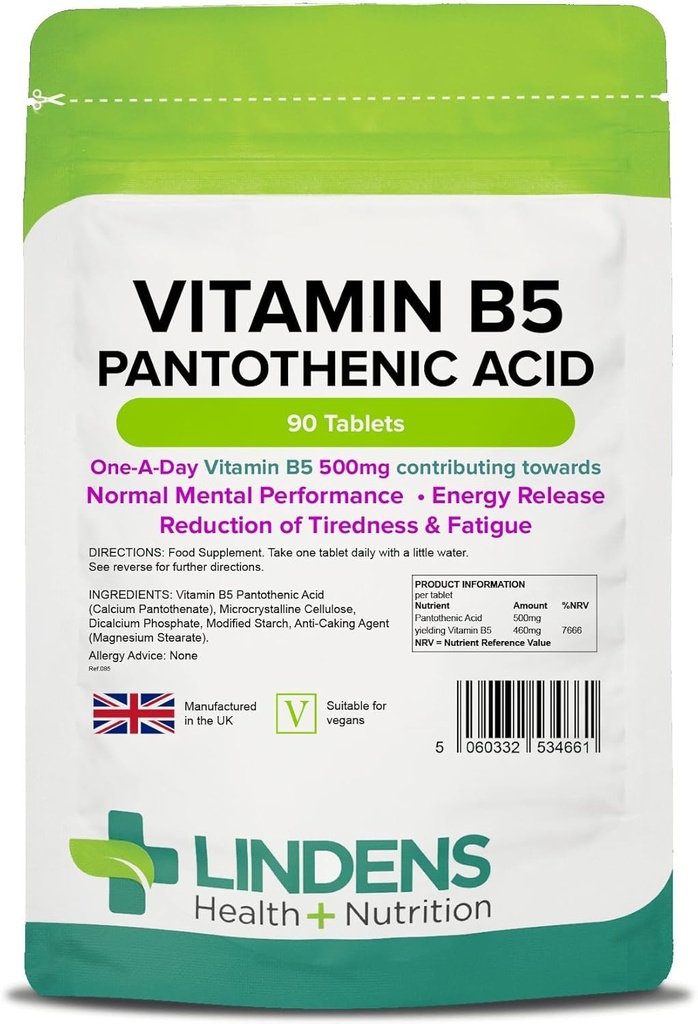 Lindens Vitamiin B-5 B5 100 x 460 mg tabletid (pantoteenhape)