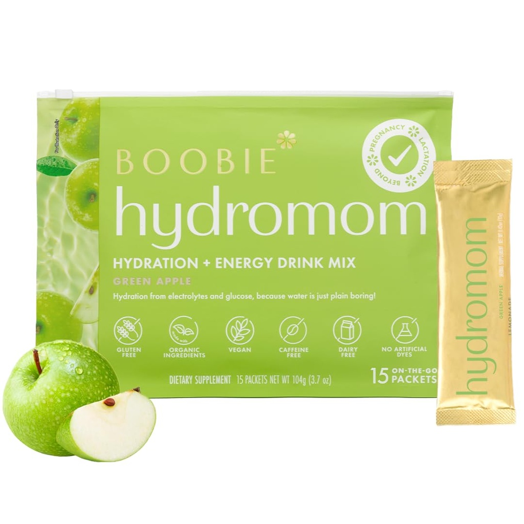 Boobie Hydromom Superfood Elektrolüütide Joogi Segu, Roheline Õun | Värskendav Energia & Hüdratsiooni Boost Mamadele | On-The-Go & Travel Essentials raseduse, imetamise ja pärast seda, 15 paketti