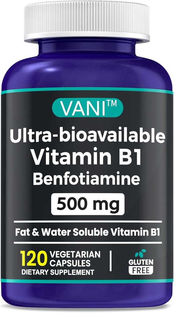 2 : 1 täiustatud valem: vitamiin B1 koos benfotiamiiniga 500 mg, vitamiini B-1 rasvlahustuv lisand, 500 mg - 120 kapslit (1)