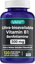 2 : 1 täiustatud valem: vitamiin B1 koos benfotiamiiniga 500 mg, vitamiini B-1 rasvlahustuv lisand, 500 mg - 120 kapslit (1)