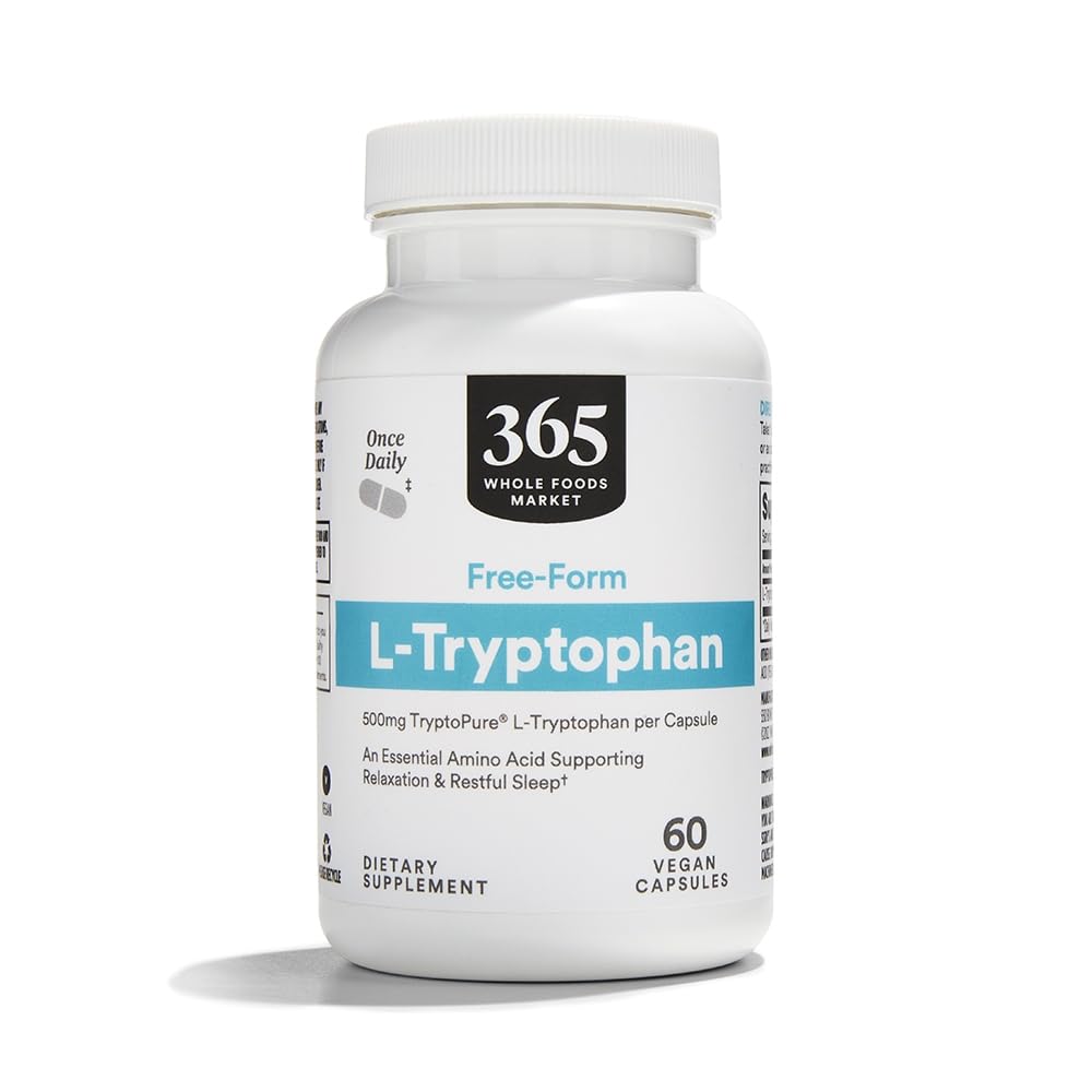365 poolt kogu toiduturg, tasuta vorm L-trüptofaan 500mg, Vegan, 60 kapslit