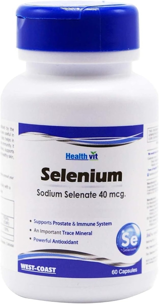Üldine tõus Seleen 40mcg - oluline jälje mineraal | pulber Antioksüdant | Immuunsüsteemi tugevdaja | Südame tervise edendamine | Vegan & Non-GMO | 60 kapslit, Nautraal