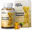 Wild & Organic Immun Support Gummies - Elderberry 1000mg & Vitamiin C 500mg - Natural Immunity Support Supplement - Vegan Immunity Gummies with Vitamin C D Tsink - 60 Count