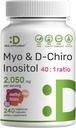 Myo-Inositool & D-Chiro Inositool Supplement for Women (40:1) | 2,050mg per Serving | 240 Veggie kapslid | folaadi, D3-vitamiini ja Vitexiga | Hormonaalne tasakaal ja tsükli tugi | Non-GMO