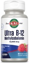 KAL Ultra B12 Metüülkobalamiin 10 000 mcg, kõrge tugevusega vitamiin B-12 tervislikuks energiaks, ainevahetus, närvilisus, punaste vereliblede tugi, * looduslik vaarikamaitse, taimetoitlane, 30 mikrotabletti, 30 serveerimist