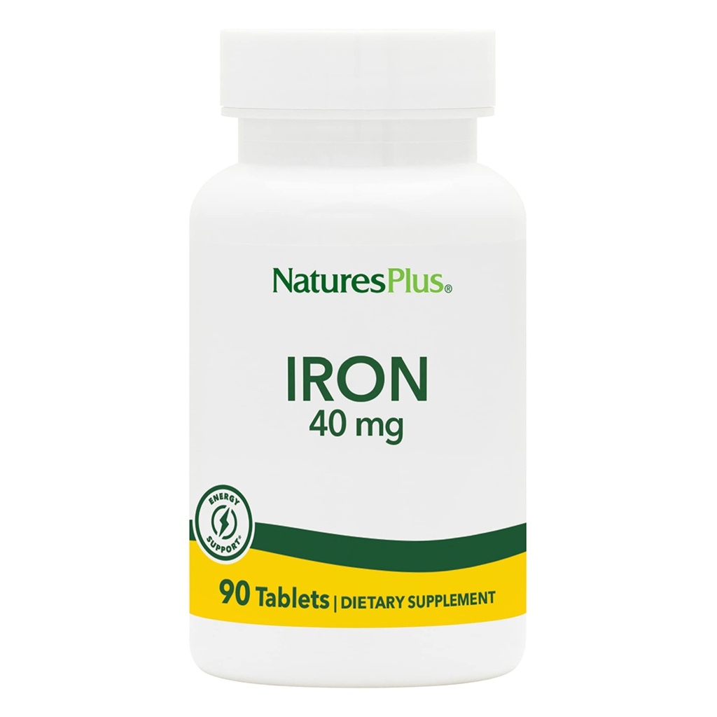 NaturesPlus Raud - 40 mg, 90 tabletti - taimetoitlane, gluteenivaba - 45 serveerimist