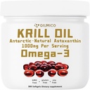 Antarktika krillõli täiendus, rikas Omega-3s EPA, DHA ja astaksantiini, 1000mg per Serving, täiendus südame ja immuunsuse, 300 Soft-Gels