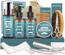Habemekomplekt, habemehoolduskomplekt meestele W/Straight Razor,2 PACK habeõli, pesu, palsam, pintslid, kamm, käärid Mehed Sünnipäeva jõulukingid meestele