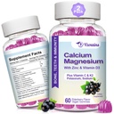 Kõrge imendumine Kaltsium Gummies, Suhkruvaba Kaltsium Magneesium Lisa kaalium D3 Vitamiin B0ne ja hammaste tugevus, lihaste funktsioon - Vegan, Elderberry Maitse 120 Ct