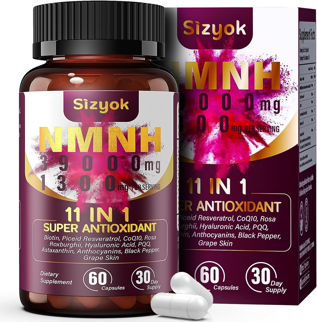11-in-1 NMNH (Dihydronicotinamide Mononucleotide), 600mg per Serving, NAD+ Supplement with Resveratrol, CoQ10 to Support NAD+ Levels, NMNH Supplement for Anti-Aging, 60 Count, 30 Day Supply-99