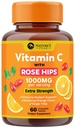 Vitamiin C 1000mg närimistable Supplement - ekstra tugevus Immuunsüsteemi toetamine C-vitamiini toidulisand Rose HIPS, Looduse C-vitamiini antioksüdantide tugi, looduslik, vegan, oranž maitse - 60 tabletti